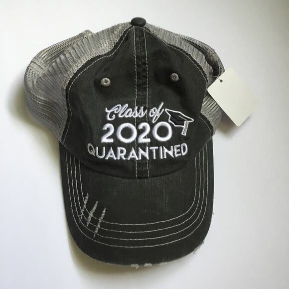 New Class of 2020 Quarantined Baseball Cap Trucker Hat Embroidered Gray White - Picture 1 of 5